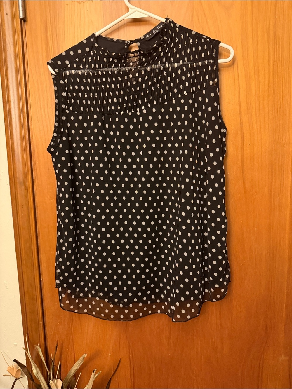 Kim & Cami Black and White Polka Dot Sleeveless Top